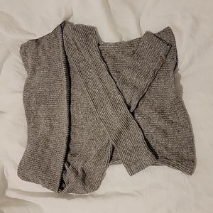 Grey Off Shoulder Foldover Sweater